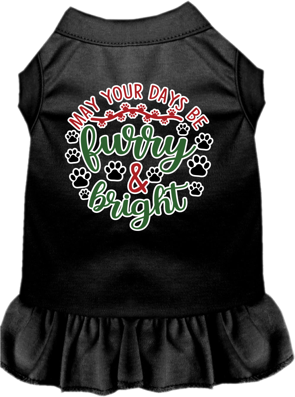 Furry and Bright Screen Print Dog Dress Black Size 4X